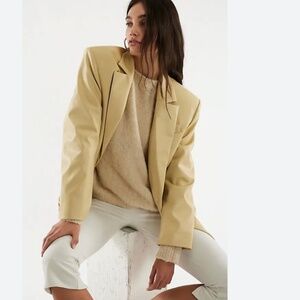 Stand Studio Emmie vegan leather blazer Pina Colada sz 32